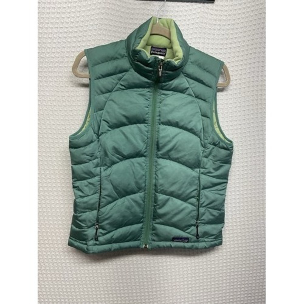 Patagonia Green Full Zip GooseDown Puffer Vest Jacket Women Medium China